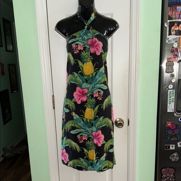 Tommy Bahama Tropical Print 100% Silk Halter Dress Vacation Chic Sexy Size 10 - Picture 1 of 10